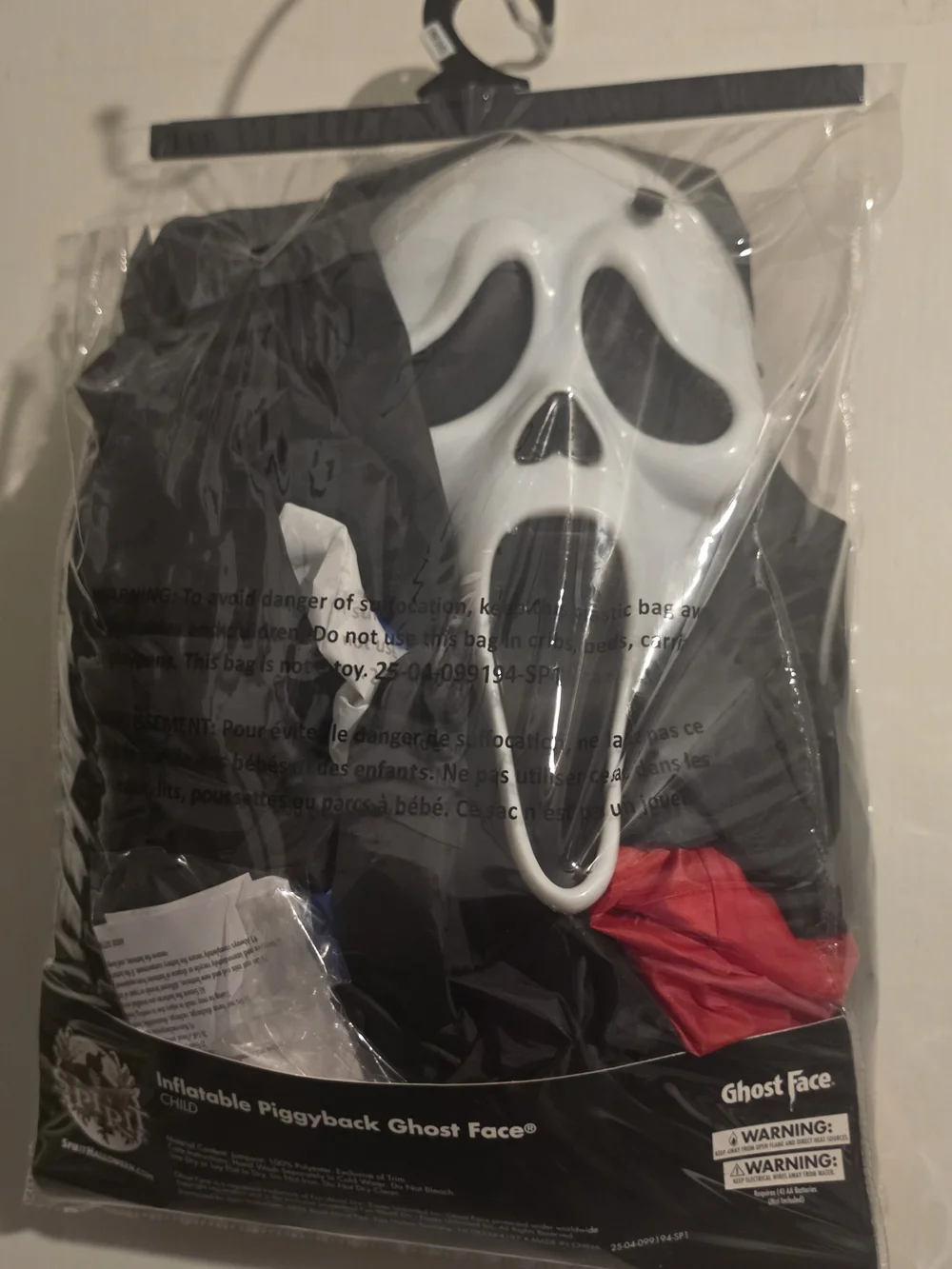 Spirit Inflatable Piggyback Ghost Face Costume - Black & Red